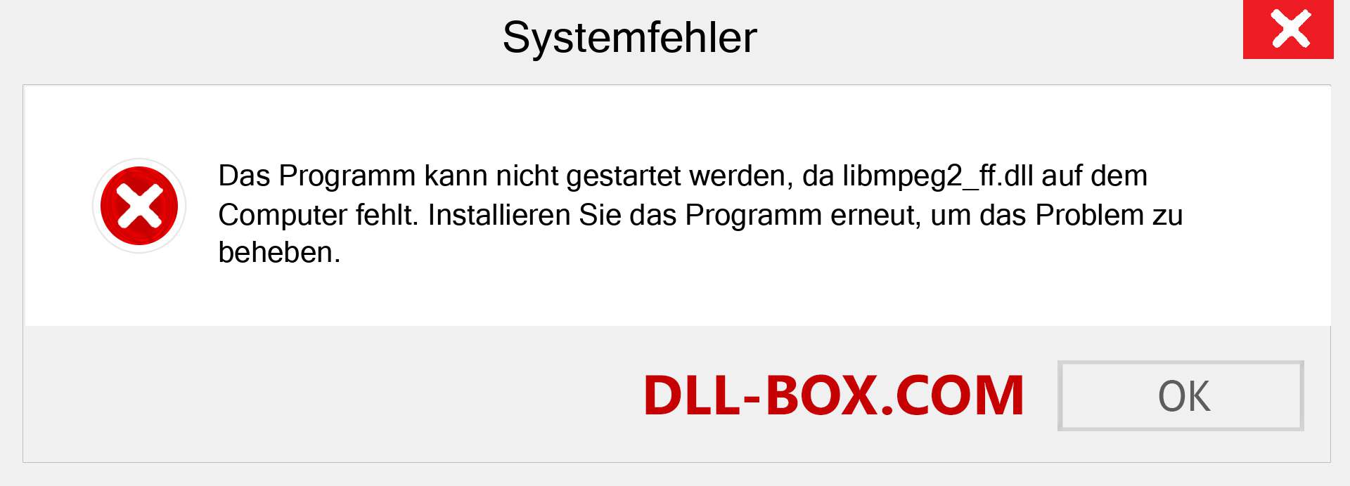 libmpeg2_ff.dll-Datei fehlt?. Download für Windows 7, 8, 10 - Fix libmpeg2_ff dll Missing Error unter Windows, Fotos, Bildern